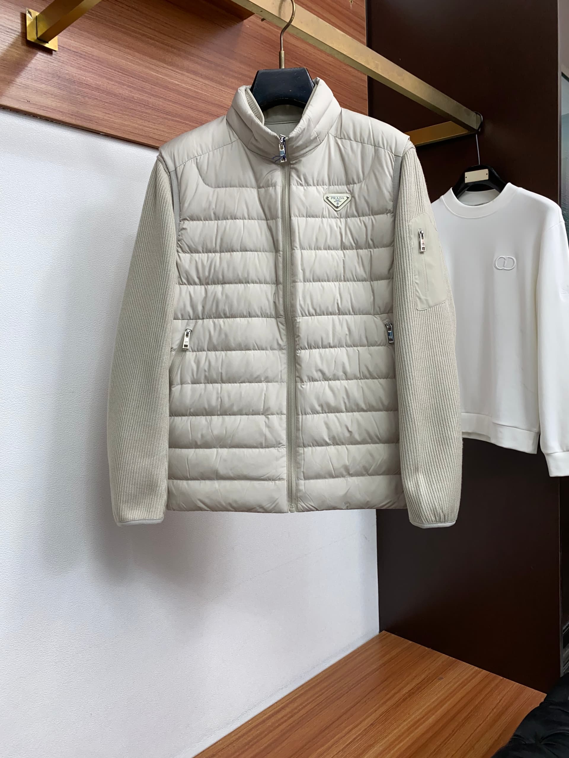 Prada Prada 2026 Men's Stand-Collar Knit Two-Piece Down Set, Knit Jacket