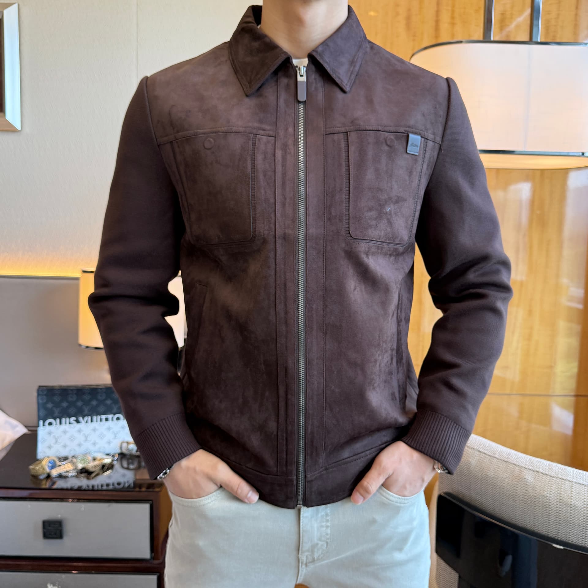 Unassigned Bc 2026ss Year of the Horse Fall Collection: Suede-Blend Patchwork Jacket