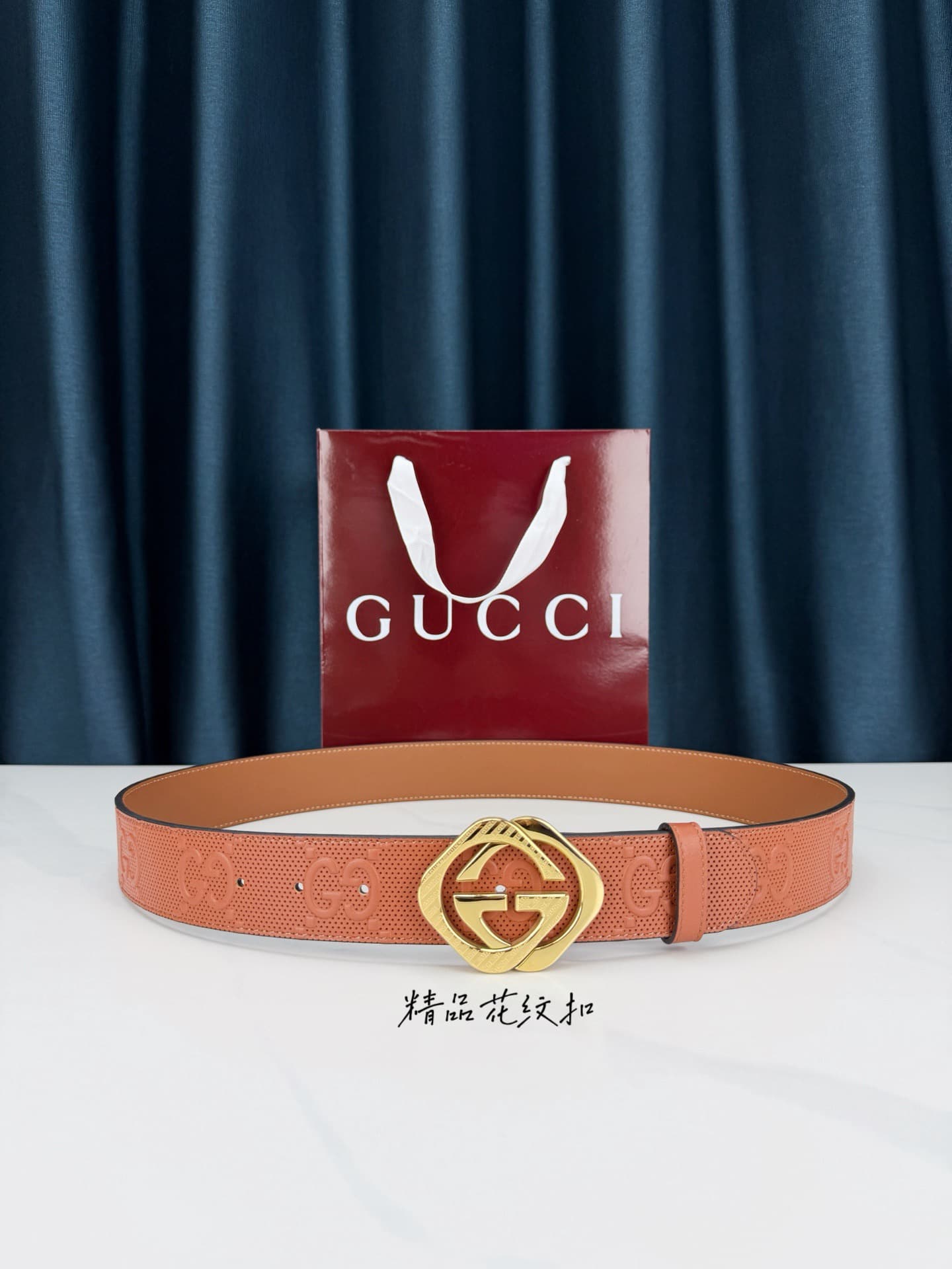 Gucci Gucci 3.8 cm Wide Stainless Steel Patterned Buckle Belt