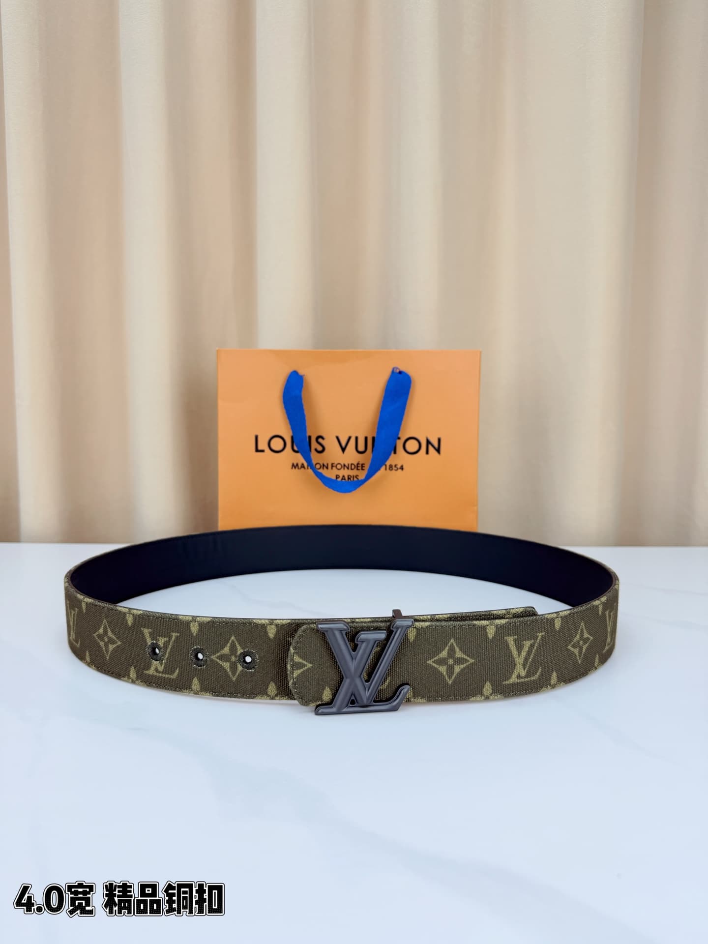 Louis Vuitton Louis Vuitton 4.0-Inch Wide Premium Copper-Buckle Belt