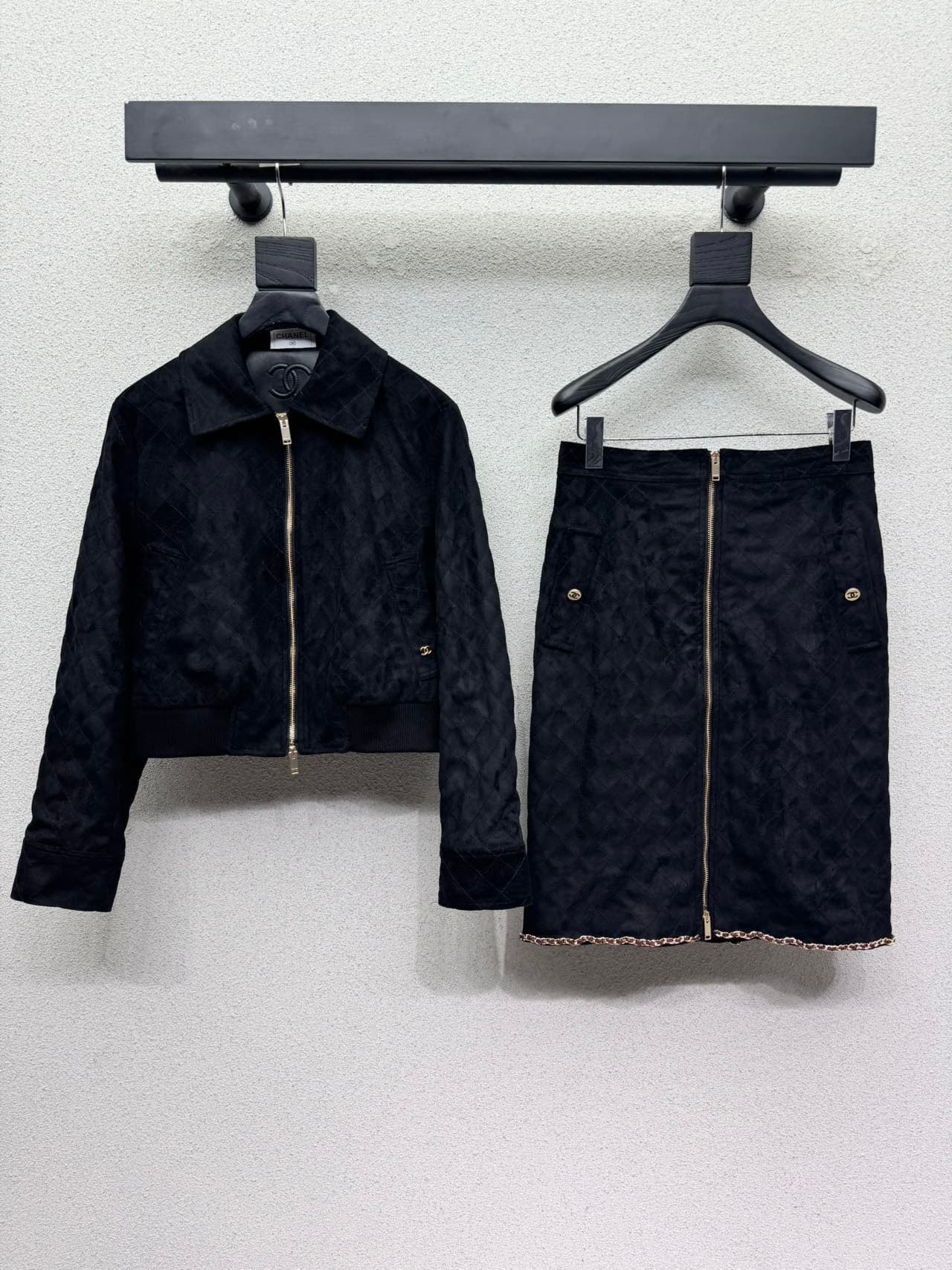 Unassigned 🆕🆕CH Diamond-Quilted Suede Lapel Jacket ➕ Skirt (Sold Separately) – Minimalist