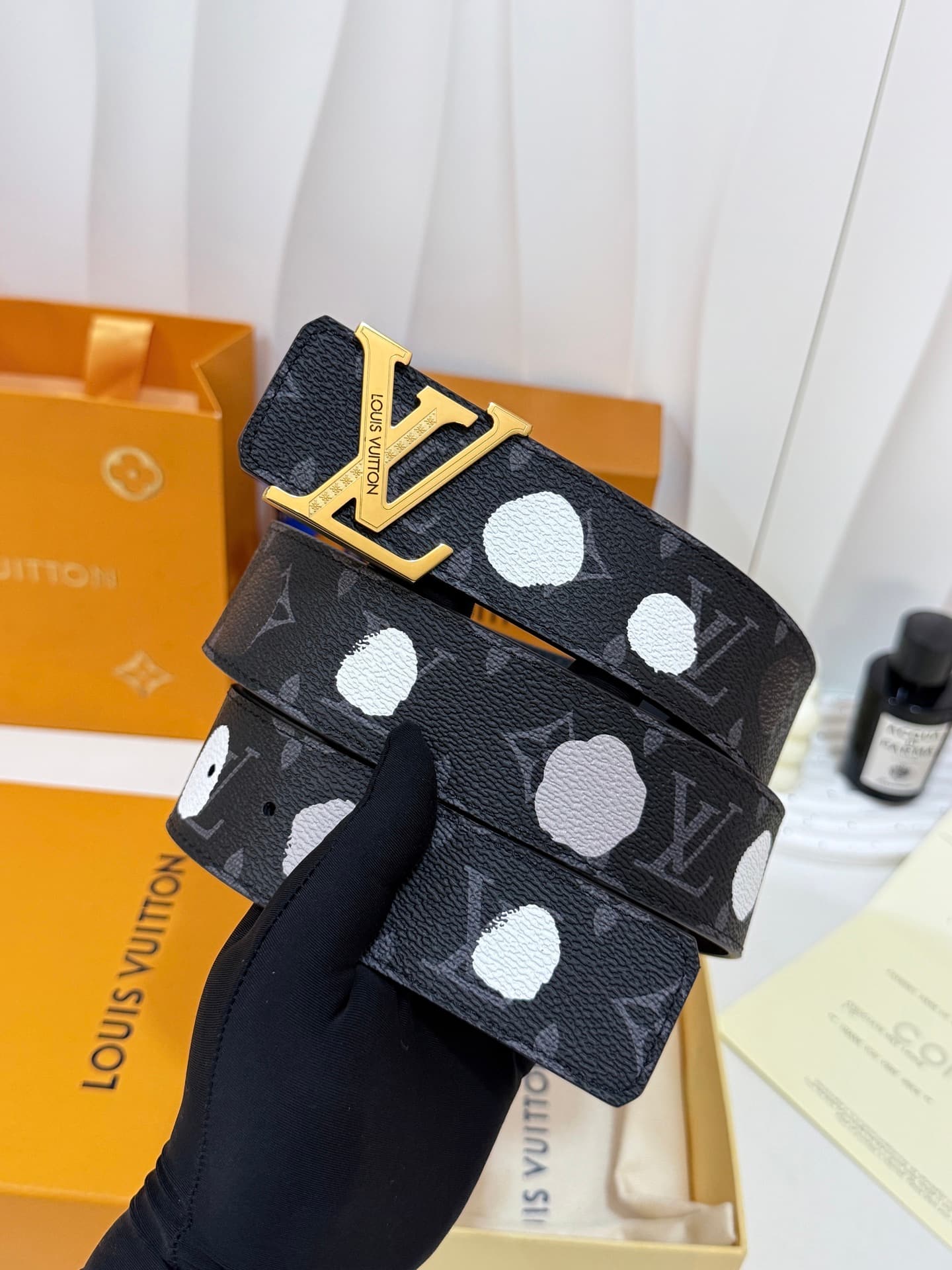 Louis Vuitton Louis Vuitton Yayoi Kusama White Polka Dot Collaboration Belt, 40mm Standard