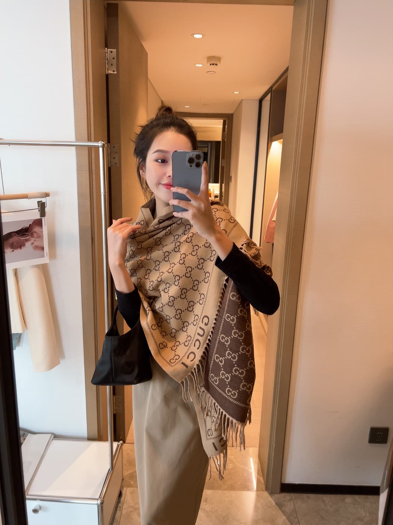 Gucci Gucci Reversible, Two-Tone Cashmere Scarf ~ Makes You Look Radiant and Exudes Sophisticated Feminine Charm—Even a Cashmere Scarf Can