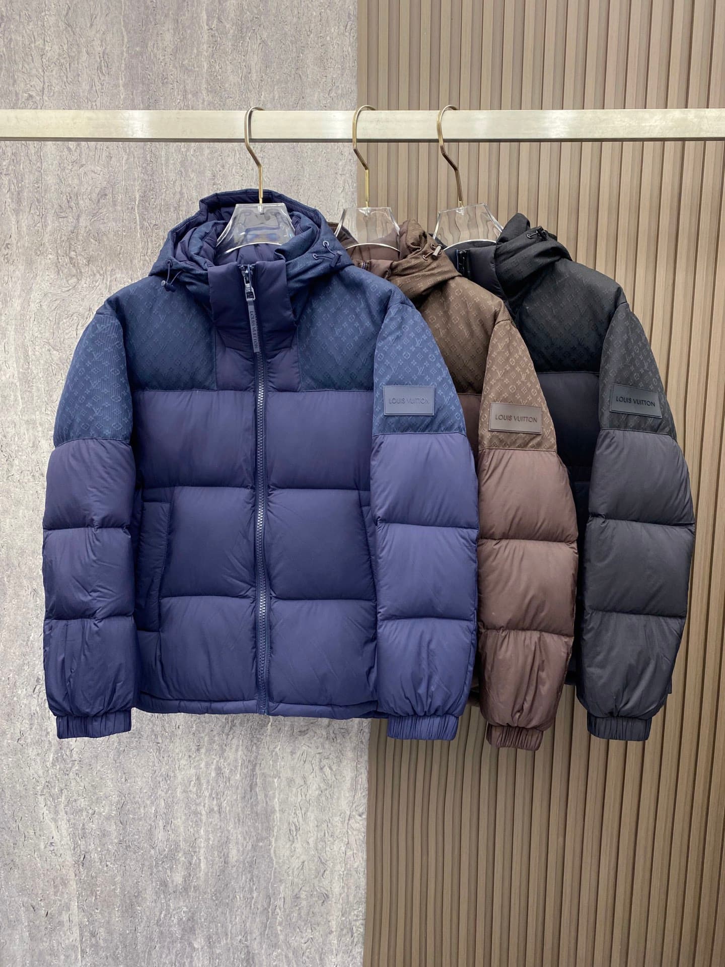 Louis Vuitton Louis Vuitton Fall/Winter 2026: Three-Color Collection of Color-Blocked Monogram Down Jackets—Featuring a Heavyweight, Zone-Specific