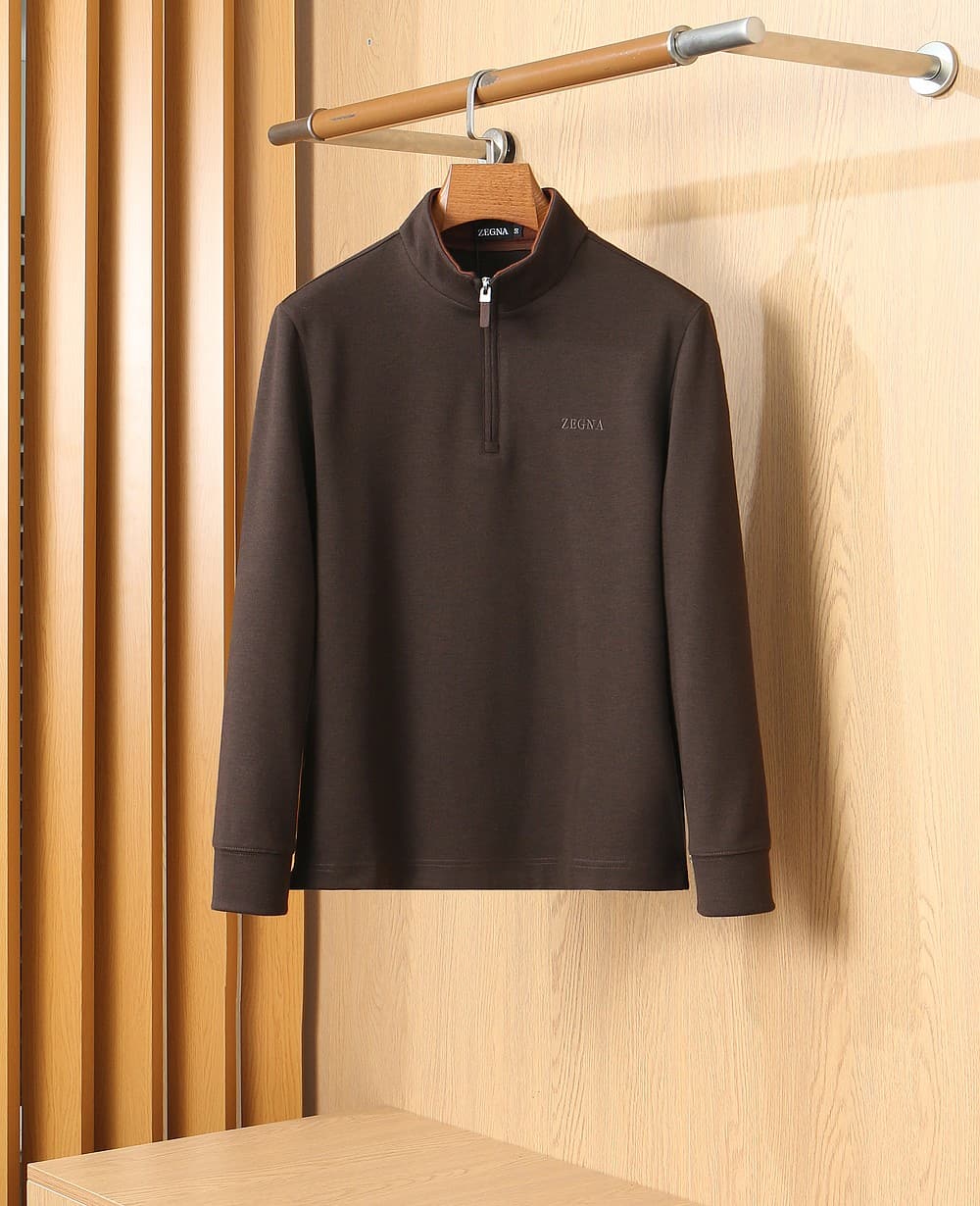 Zegna Zegna Half-Zip Stand-Up Collar Wool Long-Sleeve Base Layer