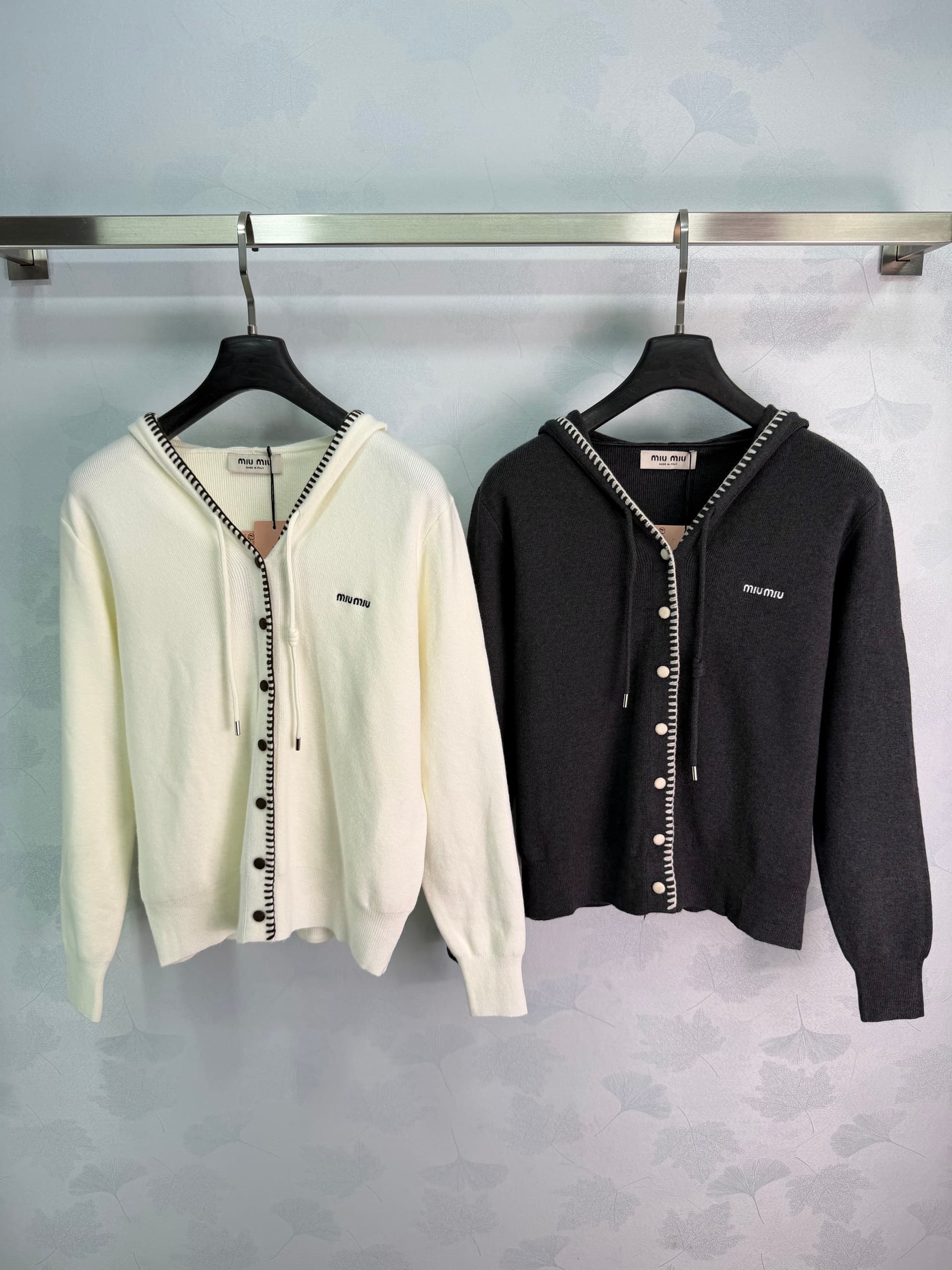Unassigned 🆕MiuMi 2026 Long-Sleeve Hooded Knit Cardigan, Knitted with Custom Wool Yarn