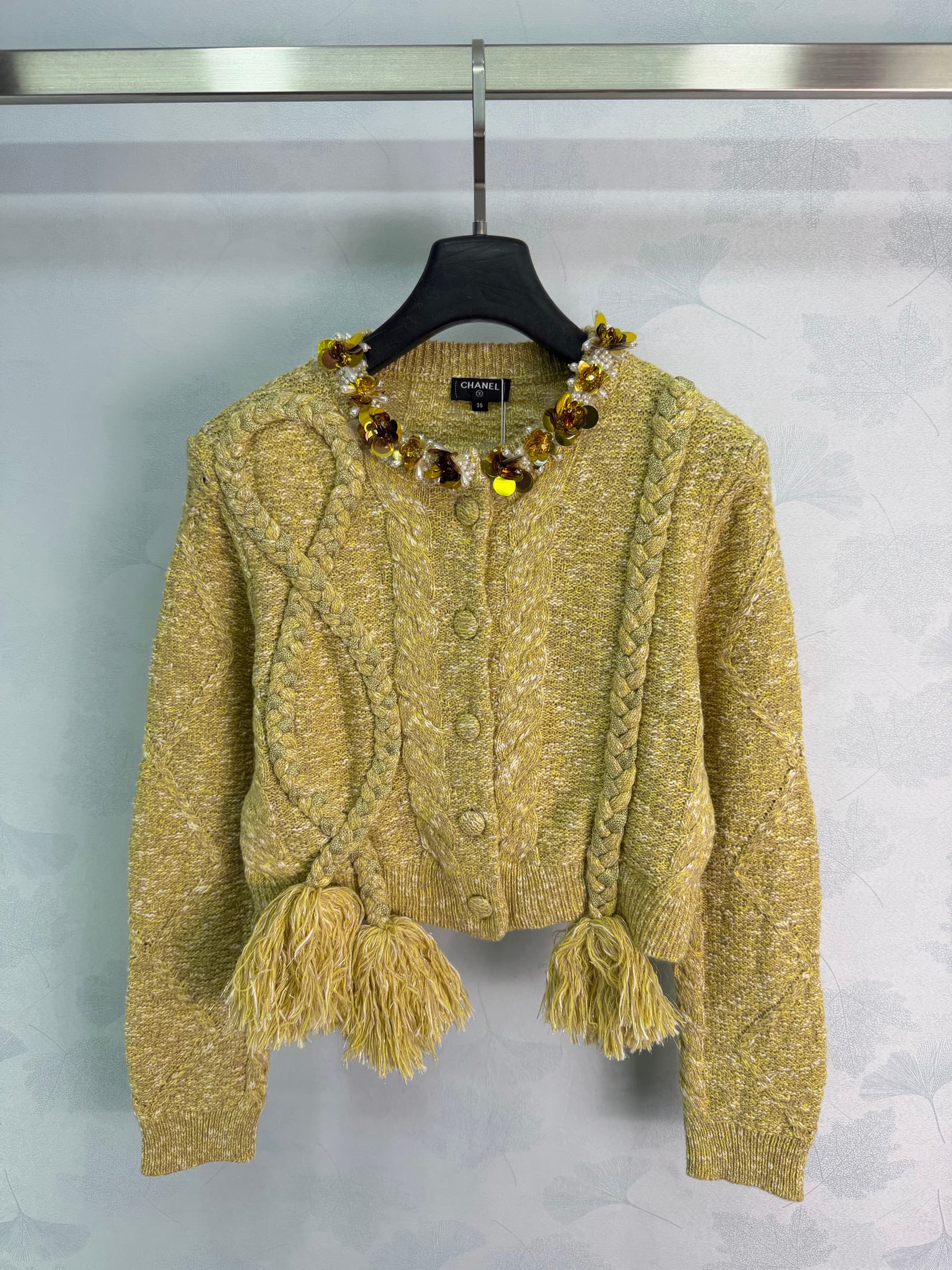 Unassigned 🆕Ch 26 Artistic Multicolored Cable-Knit Cardigan🌼Mustard Yellow Multicolored Yarn