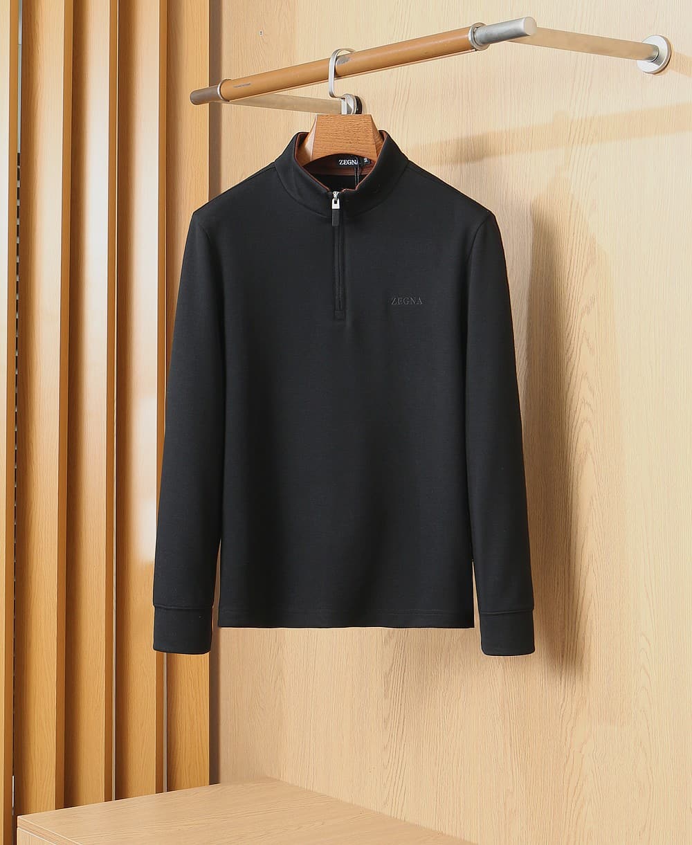 Zegna Zegna Half-Zip Stand-Up Collar Wool Long-Sleeve Base Layer