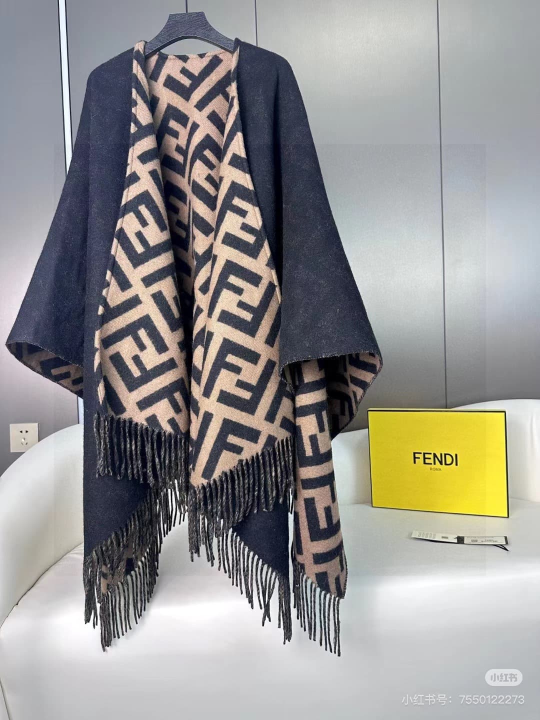 Fendi Fendi Check Out the Latest Must-Have Classic FF-Letter-Print Wool Cape