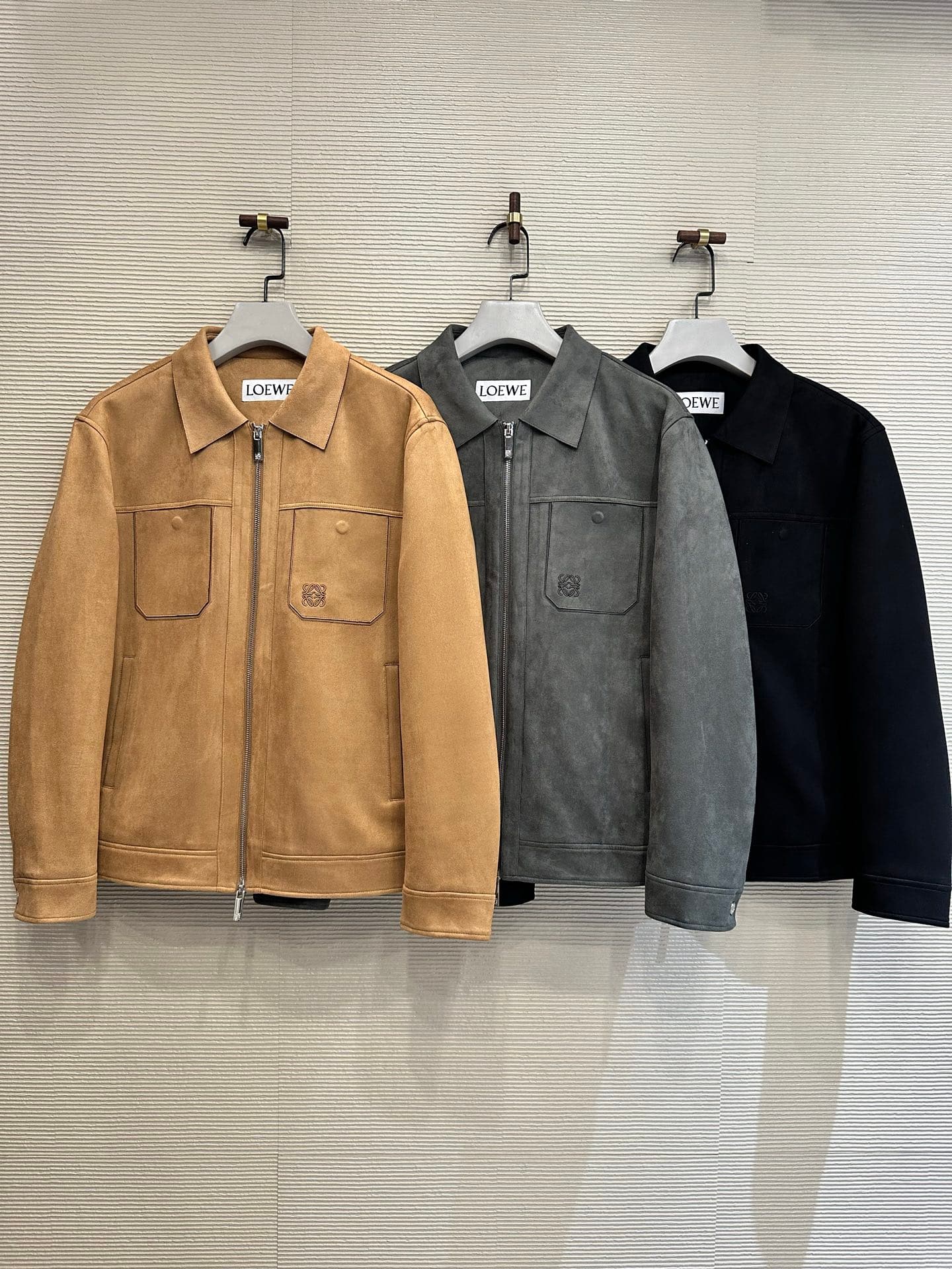 Loewe Loewe Men's L0EWE Suede Lapel Down Jacket—Now Available in Stores