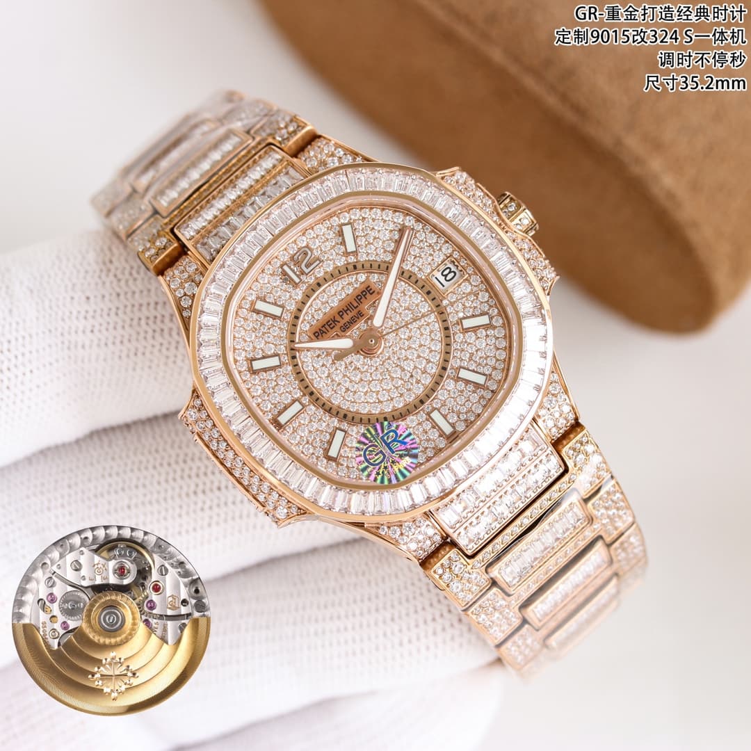 Patek Philippe Patek Philippe Top Pick: GR’s Lavishly Crafted Classic Timepiece—Patek Philippe 7021 Ladies’ Nautilus, Fully Set with Diamonds
