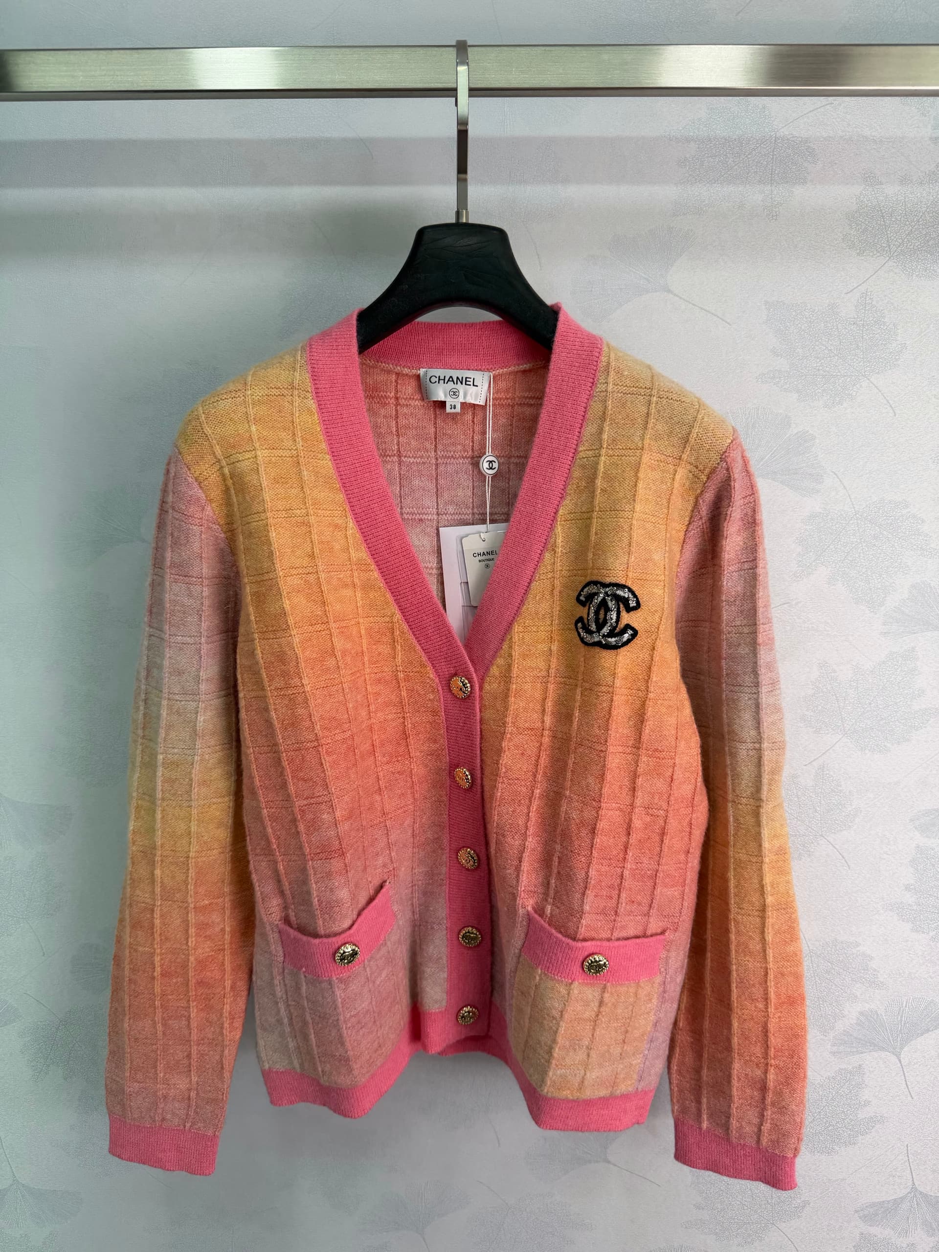 Unassigned 🆕Ch 2026 Double-Pocket V-Neck Long-Sleeve Knit Cardigan, Custom Wool-Blend Knit