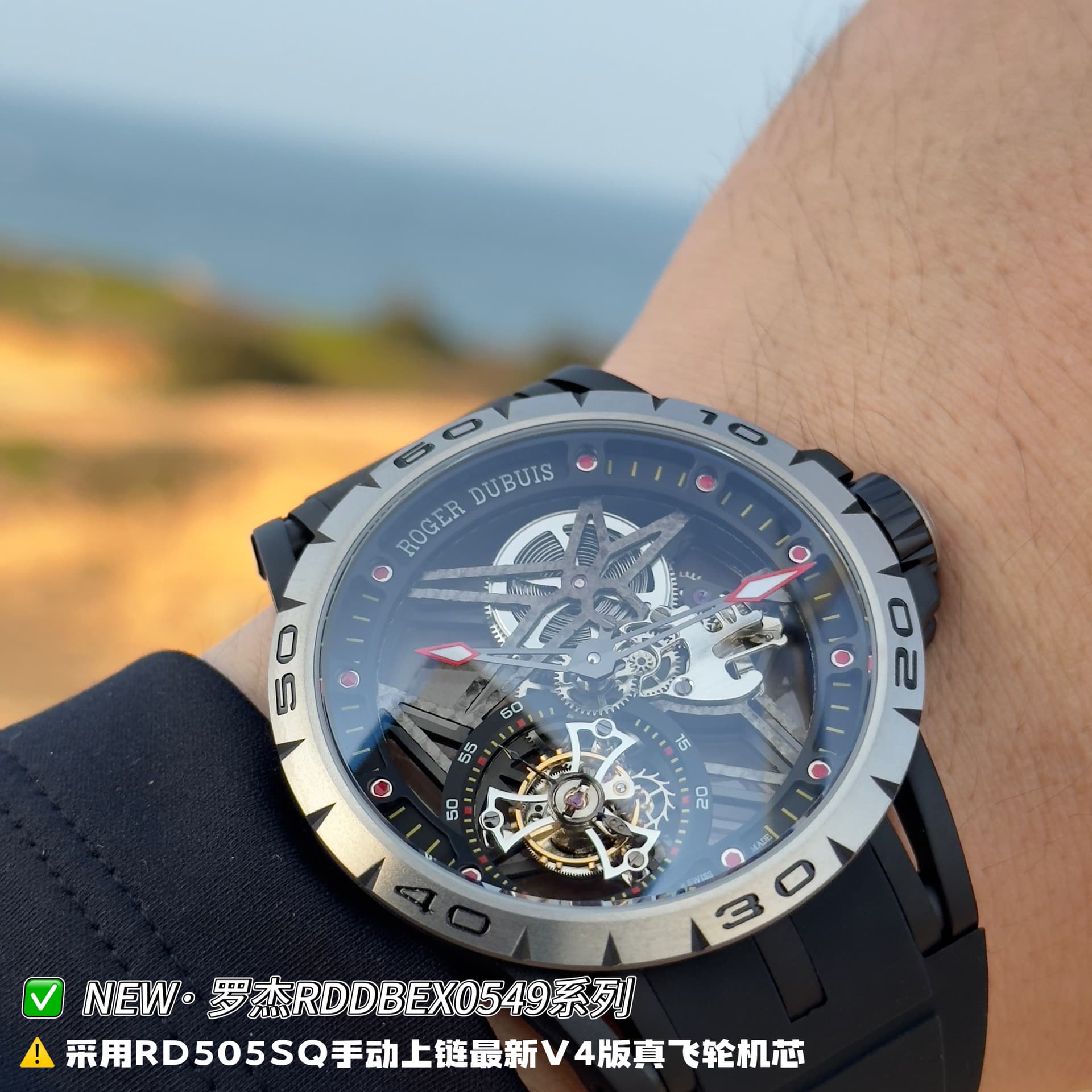 Unassigned "New Factory" Black Roger Dubuis Titanium Tourbillon... Limited Quantity