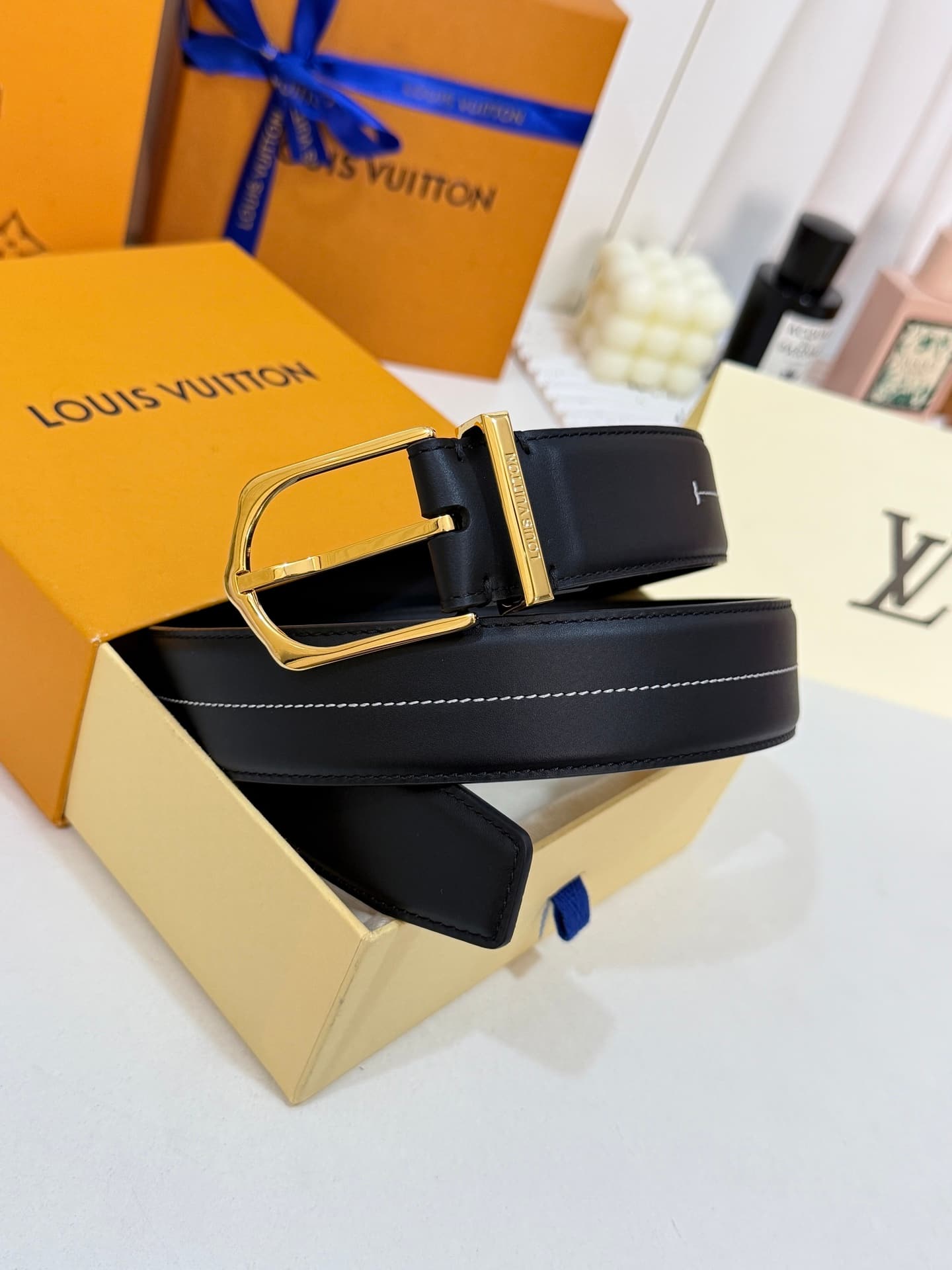 Louis Vuitton Louis Vuitton Business-Style Buckle All-Leather Belt, 35mm Classic Width, Zhen