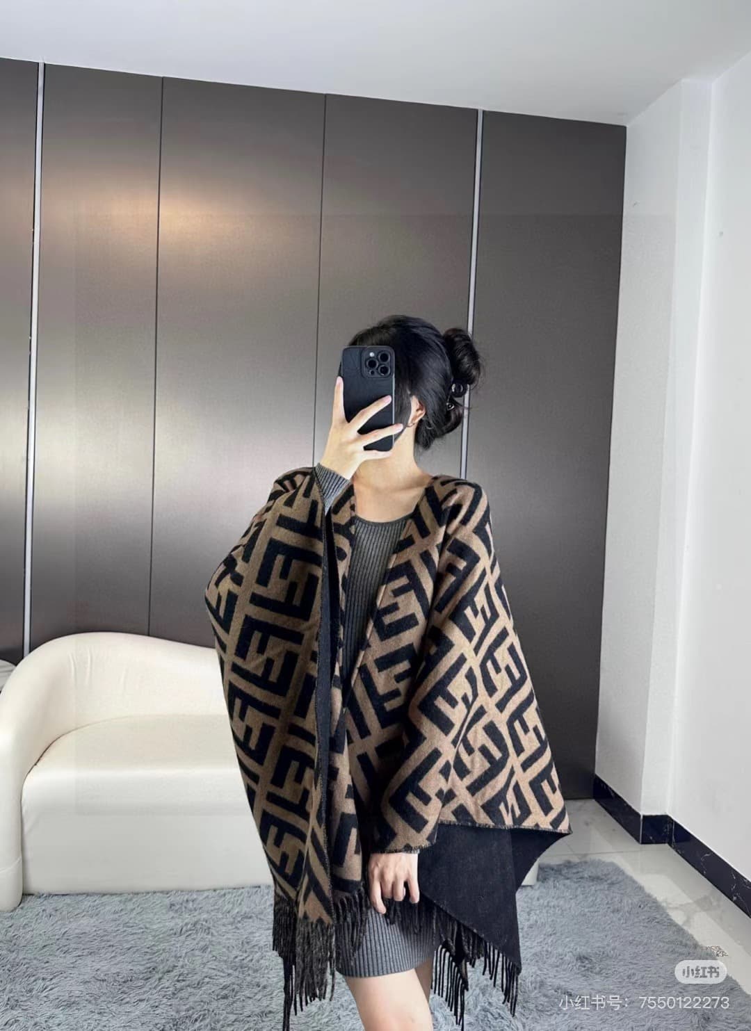 Fendi Fendi Cape: The Latest Heavyweight Classic FF-Logo Wool Cape