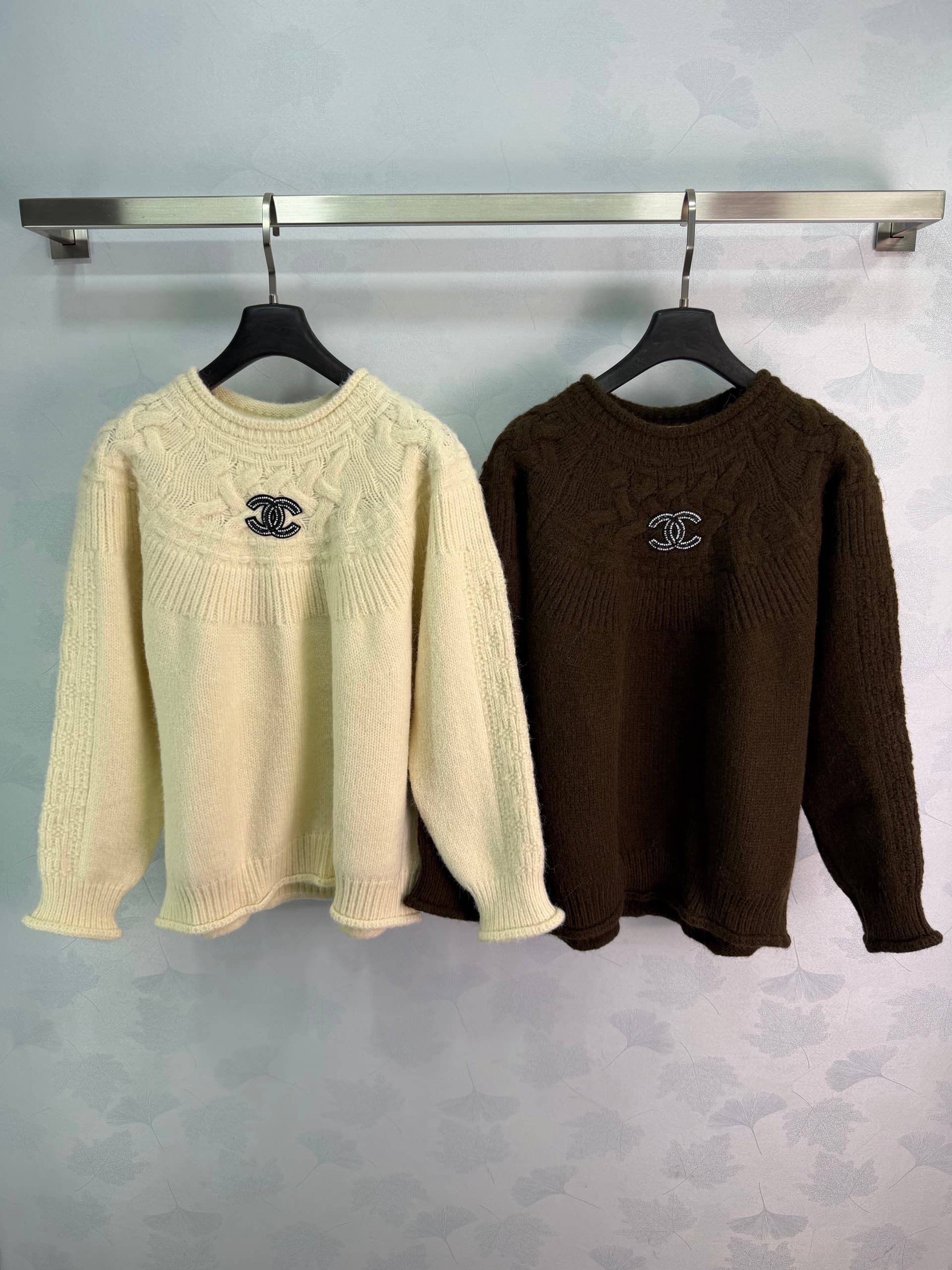 Unassigned 🆕Ch 2026 Cable-Knit Crew Neck Long-Sleeve Sweater | Custom Silk-Wool Knit Fabric | Quality