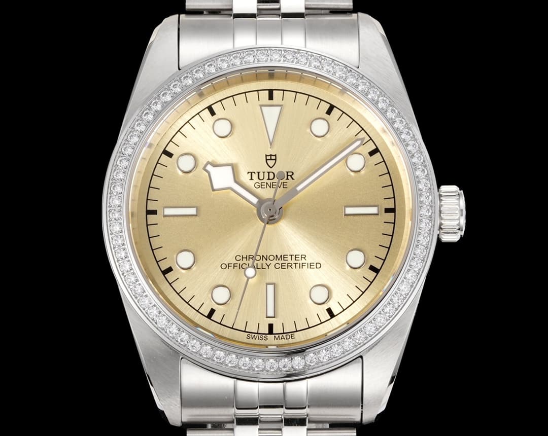 Tudor Tudor 3T Tudor Black Bay Series Swarovski Diamond Edition Case and Bezel: 41-millimeter stainless steel case