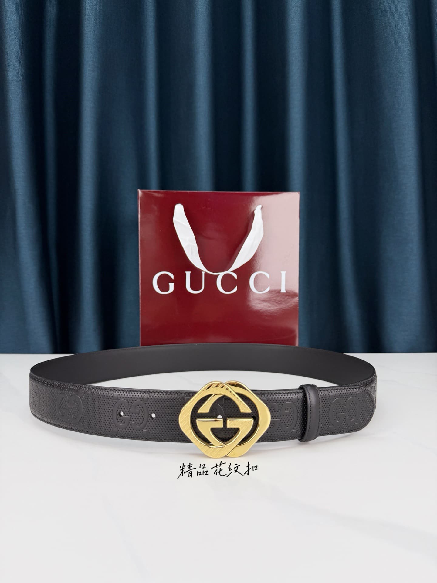 Gucci Gucci 3.8 cm Wide Stainless Steel Patterned Buckle Belt