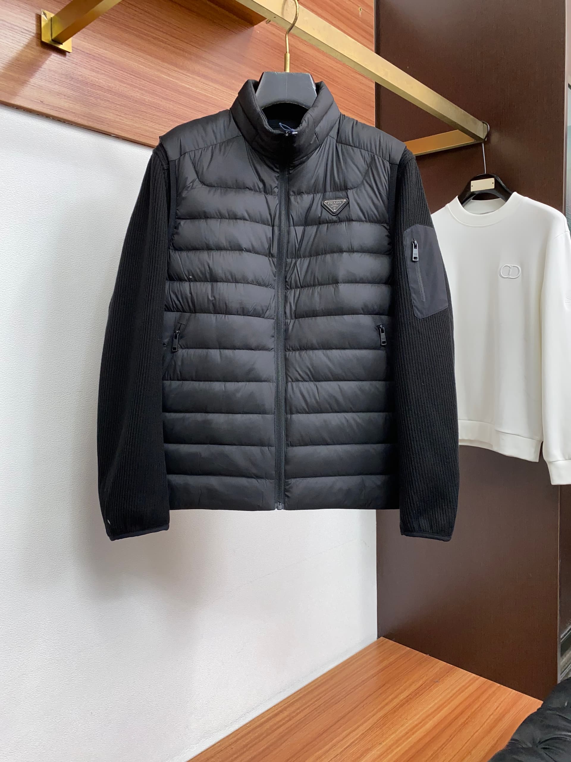 Prada Prada 2026 Men's Stand-Collar Knit Two-Piece Down Set: Knit Jacket